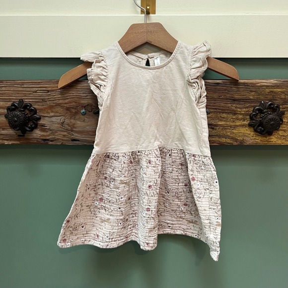 Rylee + Cru Other - Rylee + Cru Girls 18-24M Flutter Sleeve Floral Dragonfly Gauze Dress Cream